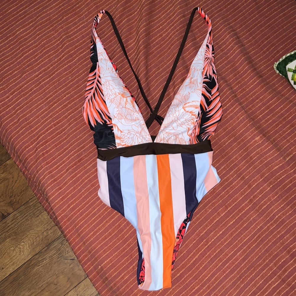 Reversible Cross-Back One Piece Swim Suit